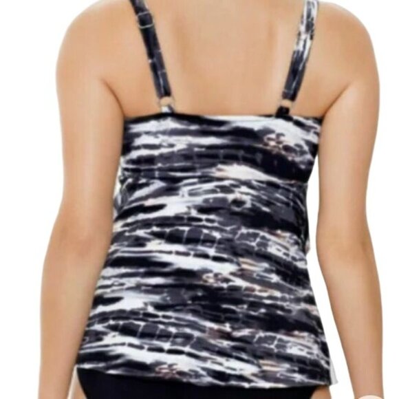 NEW Swim Solutions Tiered One-Piece Swimsuit in Nuetral Multi,‎ Size 10 - Picture 2 of 11